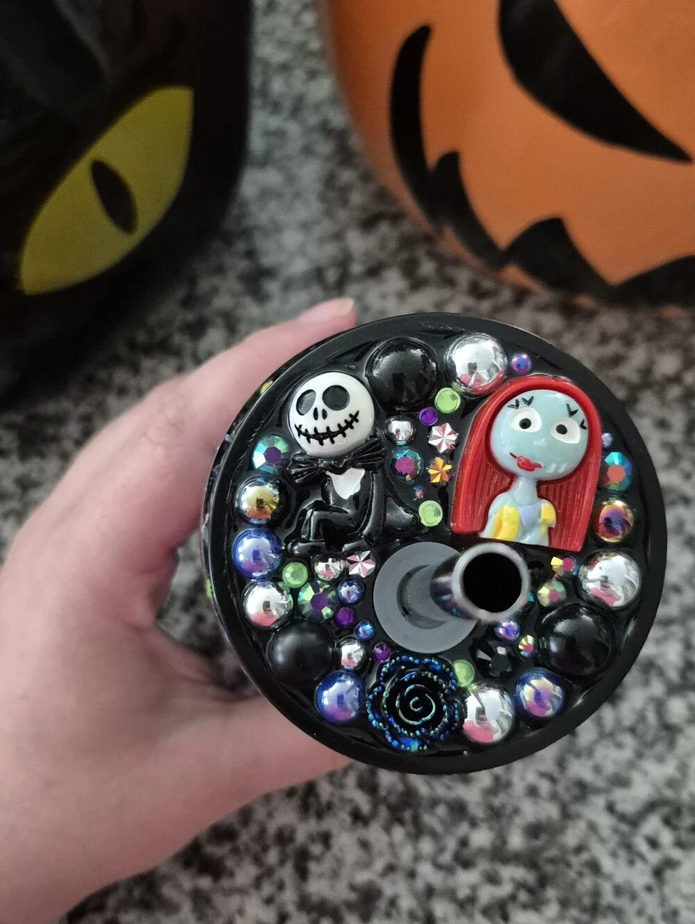 Nightmare Before Christmas Glitter Insulated Tumbler with Straw